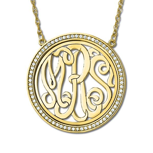 Monogram Initial Necklace with Diamond Accents 14k Yellow Gold 0.34ct - Allurez.com #allurez #customize #jewelryart #jewelrybrand #whitegold #rosegold #yellowgold #personalized #monogram #pendant #personalizedgifts #jewelrygifts #jewelrylover #jewelrydesign #jewelry #jotd #sterlingsilver #love #beautiful #gorgeous #elegant #elegance #stunning #stylish #style #glamorous #glam Ac Monogram, Monogram Initial Necklace, Sterling Silver Initial Necklace, Rose Gold Chain Necklace, Diamond Monogram, Necklace With Diamond, Monogram Pendant, Sterling Silver Initial, Monogram Jewelry