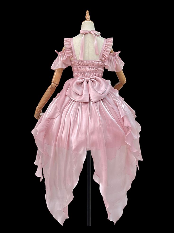 Step into a whimsical world of enchantment with our Pink Fairycore Corset Dress. This captivating piece features a meticulously boned waist that accentuates your silhouette, providing both structure and elegance. The cascading ruffle trim skirt adds a touch of ethereal charm, flowing gracefully with every step you take. Perfect for fairytale lovers and dreamers alike, this dress is a must-have for any wardrobe seeking a sprinkle of magic. Ideal for special occasions, cosplay, or simply embracing Fairy Kei Party Dress With Ruffles, Fairy Kei Ruffle Dress For Party, Fairy Kei Ruffled Dress For Parties, Fairytale Ruffle Fairy Dress For Costume Party, Fairytale Fairy Dress With Ruffles For Costume Party, Fairytale Ruffles Fairy Dress For Fancy Dress, Pink Fairycore Dress With Ruffles, Summer Fairy Dress With Ruffles For Costume Party, Party Fairycore Corset Dress With Ruffles