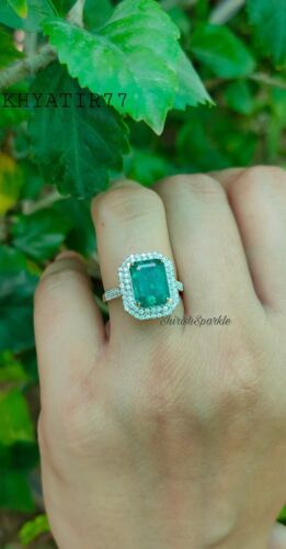 14kt gold ring with Natural Emerald Ring With Natural Diamond Double Halo Ring | eBay Luxury Halo Ring With Gemstone For Gift, Luxury Halo Ring With Round Cut For Gift, Luxury Round Cut Halo Ring For Gift, Formal Rectangular Emerald Ring With Center Stone, Gia Certified Ring For Proposal, Luxury Emerald Cut Rings With Aaa Quality, Luxury Emerald Cut Rings Of Aaa Quality, Luxury Cluster Ring Princess Cut For Gift, Rectangular Emerald Ring In Sterling Silver For Wedding