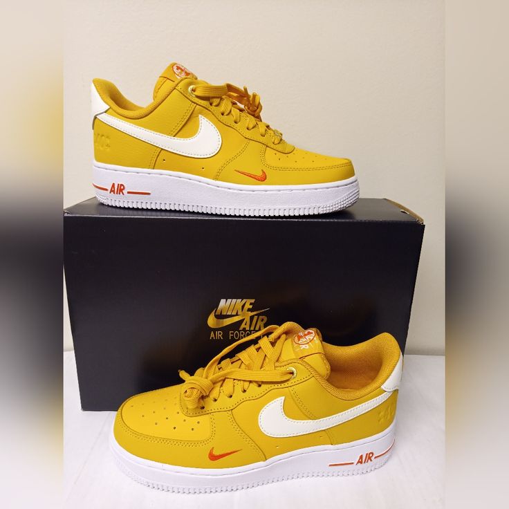 Nike Air Force 1 '07 Se Size: 7.5 Women's =6 Youth Color: Yellow Ochre/White/Team Orange/Sail ***All Reasonable Offers Are Welcomed*** **Shipped Within 12 Business Hrs Of Purchase** Celebrating 40 Years Of Pushing Sport And Fashion Boundaries, This Commemorative Af1 Mixes Elements From Beloved Launches To Highlight The Timeless Design’s Place In Sneaker History. Gold Accents, A Debossed *40* On The Heel And An Honorary Tongue Label Are Just A Few Of The Embellishments Inviting You To The Party. Yellow Nike Air Force 1 With Branded Insole, Yellow Custom Sneakers With Air Max Cushioning For Streetwear, Nike Mustard Sneakers For Sports, Mustard Nike Sneakers For Sports, Nike Air Force 1 Yellow With Round Toe, Nike Yellow Custom Sneakers With Air Max Cushioning, Yellow Nike Air Force 1 With Round Toe, Yellow Custom Low-top Sneakers With Air Max Cushioning, Nike Custom Yellow Sneakers With Air Max Cushioning