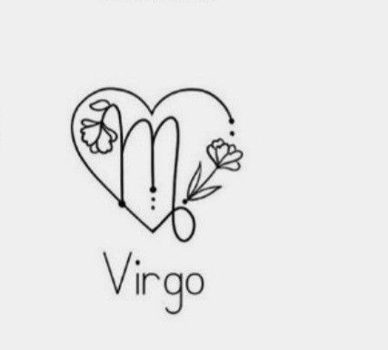 the word virgo written in black and white with a heart shaped object on it