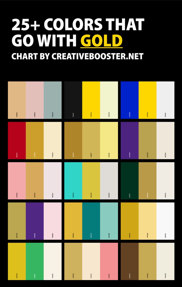 the color chart for 25 + colors that go with gold by creativebooster net