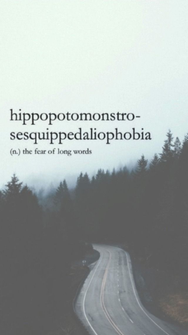 a road with trees on both sides and the words hippopotomostro - sesquipedaliophobiaia above it