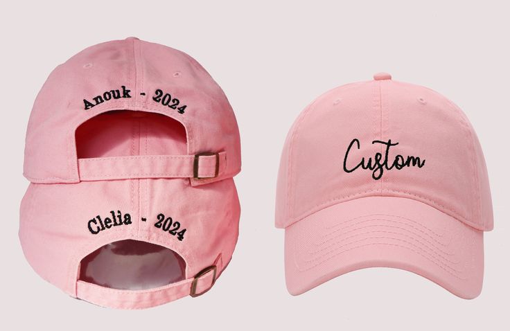 Custom Embroidered Hat , Personalized Dad Cap , Embroidery Logo baseball hat , Your own text monogram , Bachelorette , Small business Merch ✓ 100% Cotton Twill ✓ 6 Panel Structured Baseball caps ✓ Adjustable Strap back to fit Everyone! ✓ Custom embroidered baseball caps, Ocean Wave Bachelorette Party Hats, Bulk Order Embroidered Hats, Unstructured low profile cap with self-fabric adjustable slide closure with buckle and grommet. Pigment-dyed, garment washed cap has a lived-in look. Unisex One Si Personalized Pink Baseball Cap, Pink Adjustable Baseball Cap With Letter Embroidery, Pink Hat With Letter Embroidery And Curved Brim, Pink Cap With Letter Embroidery, Pink Baseball Cap With Letter Embroidery, Business Merch, Bachelorette Party Hat, Custom Embroidered Hats, Cap Embroidery