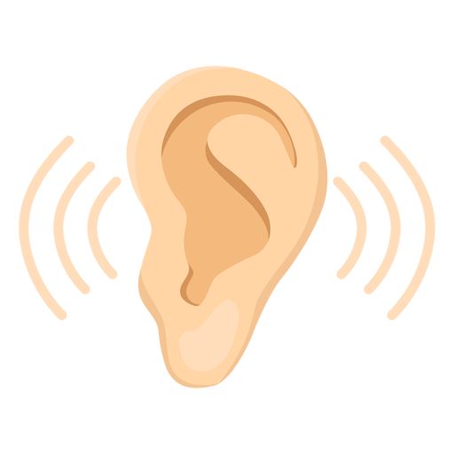 an ear with sound waves coming out of it