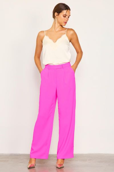 Pintuck Wide Leg Trousers Bold High-waisted Summer Pants, Trendy Pants With Belt Loops For Day Out, Bold High-waisted Pants For Summer, Bold High-waisted Summer Bottoms, Bold Straight Pants, Trendy Summer Dress Pants With Tapered Leg, Trendy Tapered Leg Summer Dress Pants, Pink Tapered Leg Dress Pants For Work, Pink Trousers With Belt Loops