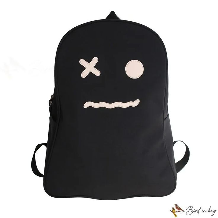 Bird in Bag - Shoulder bag personalized ghost kid new ugly cute female college backpack elementary school students schoolbag goodies Black Kawaii Backpack For Study, Kawaii Black Backpack For Students, Cute Black Backpack For Study, Black Kawaii Bags For Study, Kawaii Black Bags For Study, Kawaii Black Bag For Study, Black Cartoon Bags For School, Novelty Black Backpack For Everyday Use, Black Cartoon Backpack For Students