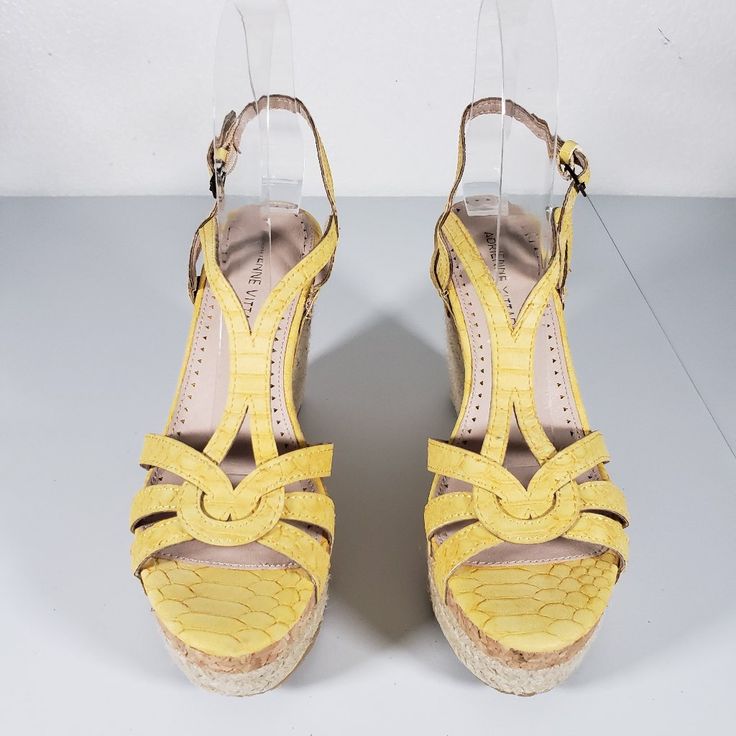 Nwot - Excellent Condition, Adrienne Vittadini, Reptile Embossed Wedge Shoes, No Box Or Dust Bag Size: 6.5 Color: Tan And Yellow ** Color May Differ Slightly Due To Lighting ** ** Sale Is Final ** ** Will Not Accept Return ** ** Items Priced At $10 And Less Have Very Low Profit Margins; Please Honor Those Prices ** Yellow Closed Toe Platform Heels, Yellow Wedge Heel Sandals For Spring, Yellow Open Toe Synthetic Wedge Sandals, Yellow Wedge Sandals For Spring, Yellow Synthetic Open Toe Wedge Sandals, Yellow Leather Wedge Sandals For Summer, Yellow Synthetic Platform Heels, Yellow Wedge Sandals With Ankle Strap, Yellow Ankle Strap Wedge Sandals