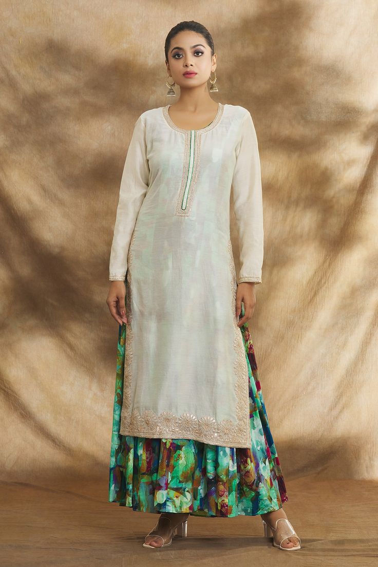 Shop for these amazing collections of Cream Chanderi Printed Gota Round Embroidered Kurta With Long Inner For Women by Peenacolada online at Aza Fashions. Navratri Sharara With Straight Kurta And Floral Embroidery, Festive Straight Kurta Palazzo Set With Multicolor Embroidery, Floral Embroidered Sharara With Straight Kurta For Festivals, Sharara With Floral Embroidery And Straight Kurta For Festivals, Chanderi Palazzo Set With Floral Embroidery, Festive Multicolor Embroidered Palazzo Set With Straight Kurta, Festive Multicolor Embroidery Palazzo Set With Straight Kurta, Multicolor Chanderi Anarkali Set With Straight Kurta, Multicolor Chanderi Straight Kurta