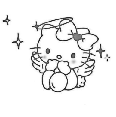 an image of a hello kitty with stars in the background