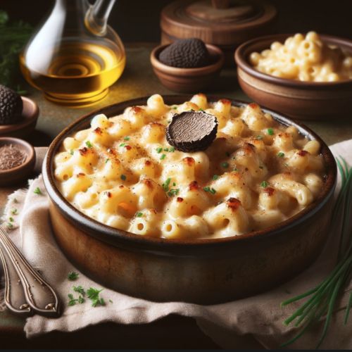 macaroni and cheese in a bowl on a table