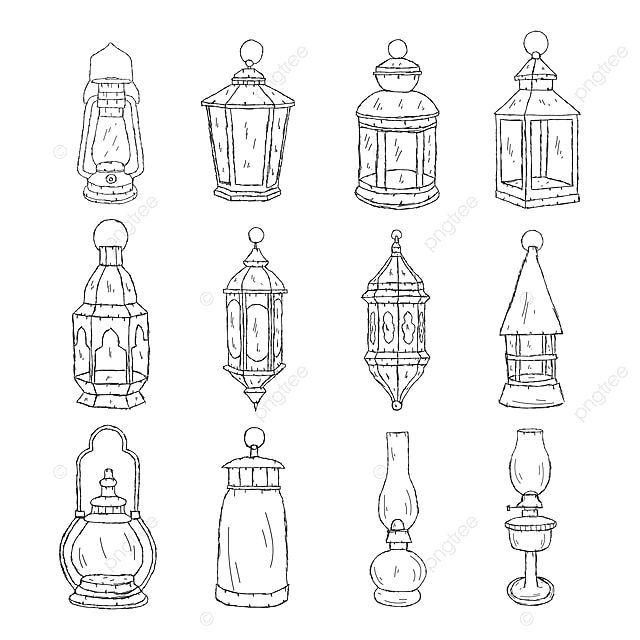 the different types of lanterns drawn by hand