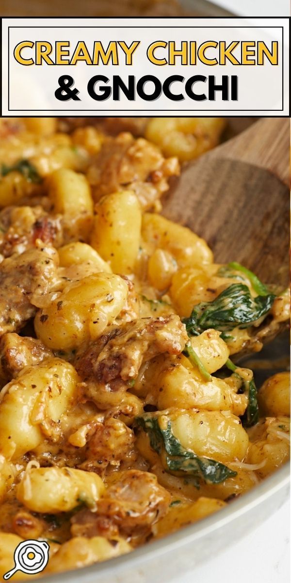 this creamy chicken and gnocchi dish is ready to be eaten