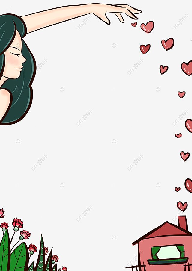 a woman reaching for hearts flying out of her hand, illustration, cartoon png and psd