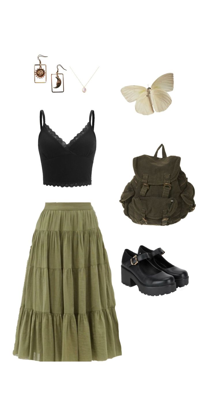 Cottagecore / Goblincore outfit Cottage Core Female Outfits, Hippy Cottagecore Outfits, Cottagecore Outfits 2023, Summer Fits Cottage Core, Cotton Core Outfits, Outfit Inspo Aesthetic Cottage Core, Cute Cottage Core Clothes, Cottage Core Simple Outfits, Cottage Core Daily Outfits