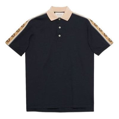 GUCCI Interlock Double G Stripe Polo Shirt Navy Blue 598949-XJB0Q-4685 (Men's/Colorblock/Short Sleeve/Gift Recommend/Gift to Boyfriend) Gucci Cotton Short Sleeve Polo Shirt, Gucci Cotton Polo Shirt, Classic Gucci Cotton Polo Shirt, Casual Gucci Cotton Polo Shirt, Gucci Classic Cotton Polo Shirt, Gucci Casual Collared Polo Shirt, Casual Gucci Polo Shirt, Casual Gucci Collared Polo Shirt, Casual Gucci Tops For Work