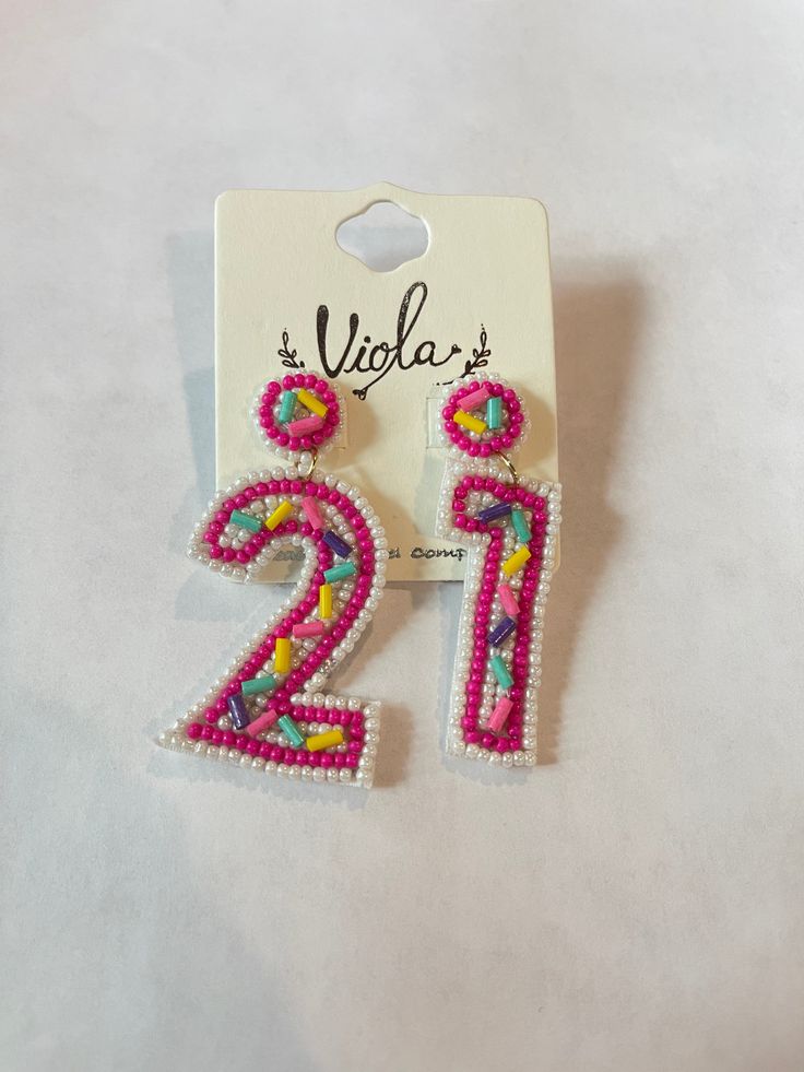 Beaded 21st Birthday Earring Bugle Beads, Small Dress, 21st Birthday, Big Day, Sprinkles, Seed Beads, To Look, Beading, Beads