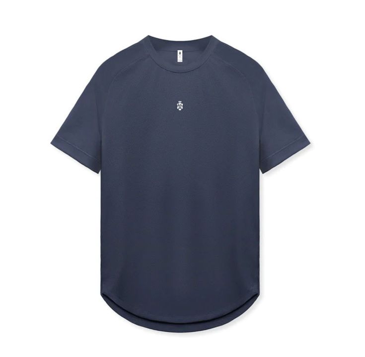 Introducing the Aesthetics Luxe Comfort Performance Short-Sleeve Shirt in a sleek dark blue shade. This shirt is designed for those who prioritize both style and performance in their activewear. Made with ultra-soft, breathable fabric, this shirt offers unparalleled comfort during workouts or casual wear. The stylish design and form-fitting silhouette make it perfect for any athleisure or sportswear look. Whether you're hitting the gym or running errands, the Aesthetics Luxe Comfort Performance Short-Sleeve Shirt will keep you looking and feeling great. Elevate your wardrobe with this essential activewear piece from our trendy brand. Blue Breathable Top For Streetwear, Blue Relaxed Fit Functional Top, Navy Moisture-wicking Short Sleeve Top, Navy Casual Activewear Short Sleeve, Navy Casual Short Sleeve Activewear, Navy Short Sleeve Casual Activewear, Navy Short Sleeve Tops For Athleisure, Functional Blue Cotton Top, Functional Blue Cotton Tops