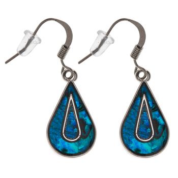 Provide the shine of stone and combine it with classic jewelry shapes to create a fun and fashionable look! Blue Teardrop Earrings feature a metal base with a swirling blue center for a water droplet look. Combine these earrings with a classic black dress to showcase your timeless style!     Details:   Length: 1 3/8"  Width: 7/16"  Metal Color: Silver      Package contains 1 pair of earrings. Metal Clip-on Dangle Jewelry, Metal Clip-on Dangle Earrings, Clip-on Metal Dangle Earrings, Blue Metal Clip-on Jewelry, Metal Drop Clip-on Earrings As Gift, Metal Drop Clip-on Earrings For Gift, Nickel-free Teardrop Pendant Jewelry, Metal Teardrop Clip-on Earrings For Gift, Teardrop Metal Clip-on Earrings For Gift