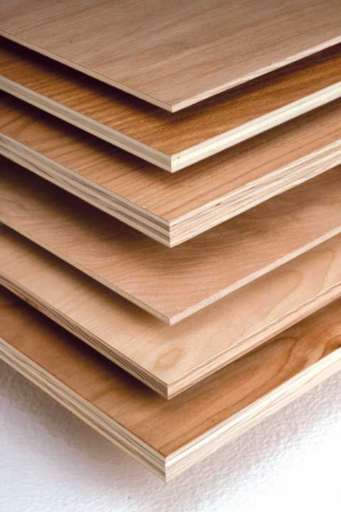 several types of plywood boards stacked on top of each other