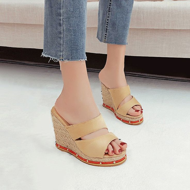 Gender: For Women Style: Fashion,Korean Occasion: Casual,Party/Club,Office/Career Heel Height: 11cm Platform Height: 3cm Season: Spring,Summer,Fall/Autumn,Winter Package Contents: 1 x Shoes (Pair) Size Guide: 28 = foot length 18.5-19cm (Foot width=6.5-7cm) 29 = foot length 19-19.5cm (Foot width=7cm) 30 = foot length 19.5-20cm (Foot width=7-7.5cm) 31 = foot length 20-20.5cm (Foot width=7.5cm) 32 = foot length 20.5-21cm (Foot width=7.5-8cm) 33 = foot length 21-21.5cm (Foot width=8cm) 34 = foot len Beige Toe Post Wedge Sandals, Beige Round Toe Platform Slippers For The Beach, Beige Closed Toe Platform Slippers For Beach, Closed Toe Beige Platform Slippers For Summer, Summer Beige Closed Toe Platform Slippers, Beige Closed Toe Platform Slippers For Summer, Casual Beige Toe Post Wedge Sandals, Brown Wedge Heel Platform Slippers For Beach, Round Toe Wedge Sandals For Beach