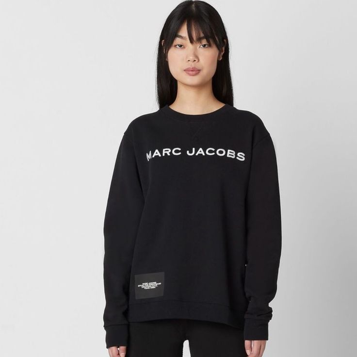 Nwt Marc Jacobs Logo Printed Sweatshirt Marc Jacobs Sweatshirt, Fall Logo Sweatshirt In Athleisure Style, Black Sweater With Logo For Streetwear, Black Logo Sweatshirt With Crew Neck, Black Logo Crew Neck Sweatshirt, Black Logo Sweater For Streetwear, Black Crew Neck Sweatshirt With Logo, Black Cotton Logo Sweater, Black Cotton Sweater With Logo