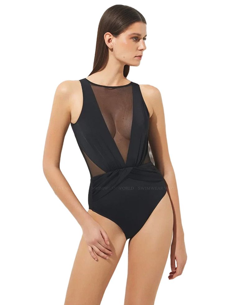 Oye Swimwear's signature Elvira silhouette has tasteful illusion mesh in the plunge-V neckline. Side cutouts give you perfect coverage, while still making this the sexiest swimsuit at the pool party. Deep cutout back has a hook closure at nape of neck. Hand wash only. Note: Lotion, sunscreen and oil can cause discoloration of this item; this is not a manufacturing defect. Please follow care instructions to keep your swimwear in the best condition.
 Size: XS, S, M, L Elvira Silhouette, Mesh Swimwear, Swimwear 2024, Nape Of Neck, Boys Swimwear, Beach Bunny, Swimwear Girls, Swimwear Outfit, You Are Perfect