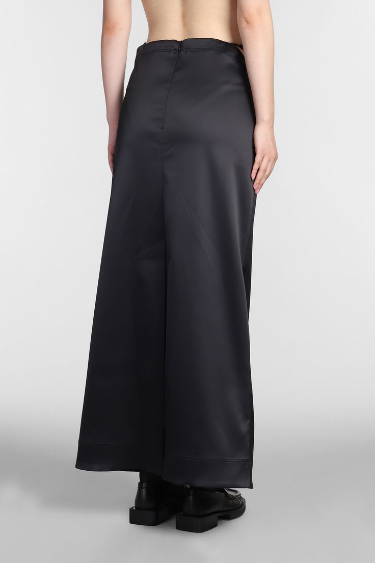 9% Elastane, 91% Polyester Elegant Satin Maxi Skirt For Work, Sleek Spring Maxi Skirt, Sleek Maxi Skirt For Spring, Sleek Formal Skirt For Spring, Sleek Formal Spring Skirt, Elegant Wide Leg Satin Maxi Skirt, Satin Skirt For Workwear, Satin Long Skirt For Workwear, Satin Long Skirt For Work