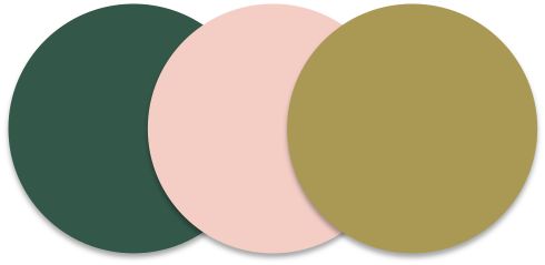 three oval shapes with different colors on each one, and the other two are green