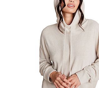 Featuring Barefoot Dreams luxurious CozyChic Ultra Lite fabric, this easy, relaxed-fit hoodie will quickly become a closet go-to. The hood opening is higher at the front neck, allowing for a flattering draping when the hood is down. From Barefoot Dreams. Comfortable Winter Lounging Sweater, Fall Loungewear Hoodie With Drawstring Hood, Fall Hoodie With Drawstring For Loungewear, Cozy Hoodie With Ribbed Cuffs For Lounging, Casual Cowl Neck Winter Sweater, Cozy Lounging Hoodie With Drawstring Hood, Cozy Hoodie With Drawstring For Lounging, Winter Lounging Hoodie With Ribbed Cuffs, Winter Sweater With Ribbed Cuffs For Lounging