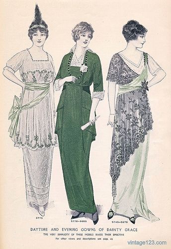 1914 Fashion, Edwardian Fashion Plates, Edwardian Gowns, Fashion 1910, 1919 Fashion, Evening Dress Patterns, 1910s Fashion, Fashion Illustration Vintage, 20th Century Fashion