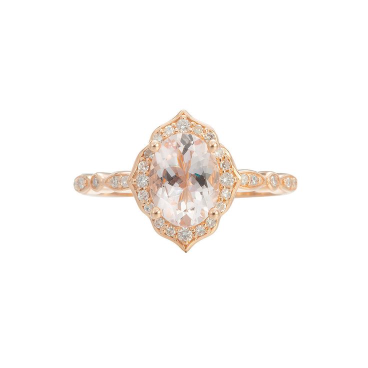 "♥ Bonnie Designed to accentuate more than a handful of our signature rings, our vintage floral morganite ring \"Bonnie\" is exceptionally elegant and feminine. The oval center stone is grabbed and protected by the prongs which makes the light pink morganite looks like a true magical stone. \"Bonnie\" is chosen only by a sophisticated lady who has an exquisite taste for jewels. ---------------------------------------------------------------------------------------------- ♥ Product Info: Metal: s Rose Gold Morganite Engagement Ring, Morganite Wedding Set, Gold Morganite Engagement Ring, Morganite Wedding Ring, Morganite Engagement Ring Vintage, Morganite Wedding Rings, Morganite Engagement Ring Rose Gold, Sophisticated Lady, Signature Rings