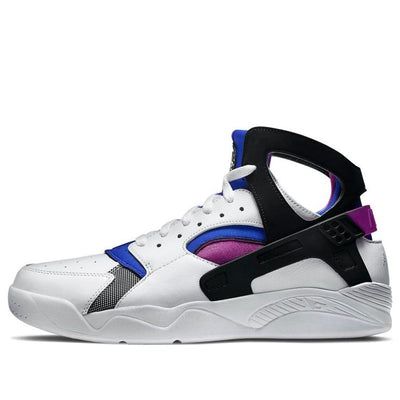 Nike Air Flight Huarache PRM QS 'White Lyon Blue' 686203-100 (SNKR/Retro/Basketball) White Throwback High-top Sneakers For Streetwear, White Throwback Lace-up High-top Sneakers, White Lace-up High-top Throwback Sneakers, White Lace-up Throwback High-top Sneakers, Sporty White Lace-up Huaraches, White Lace-up Huaraches For Streetwear, Throwback White Lace-up Basketball Shoes, Nike Sporty Huaraches For Streetwear, Urban White Basketball Shoes For Sports