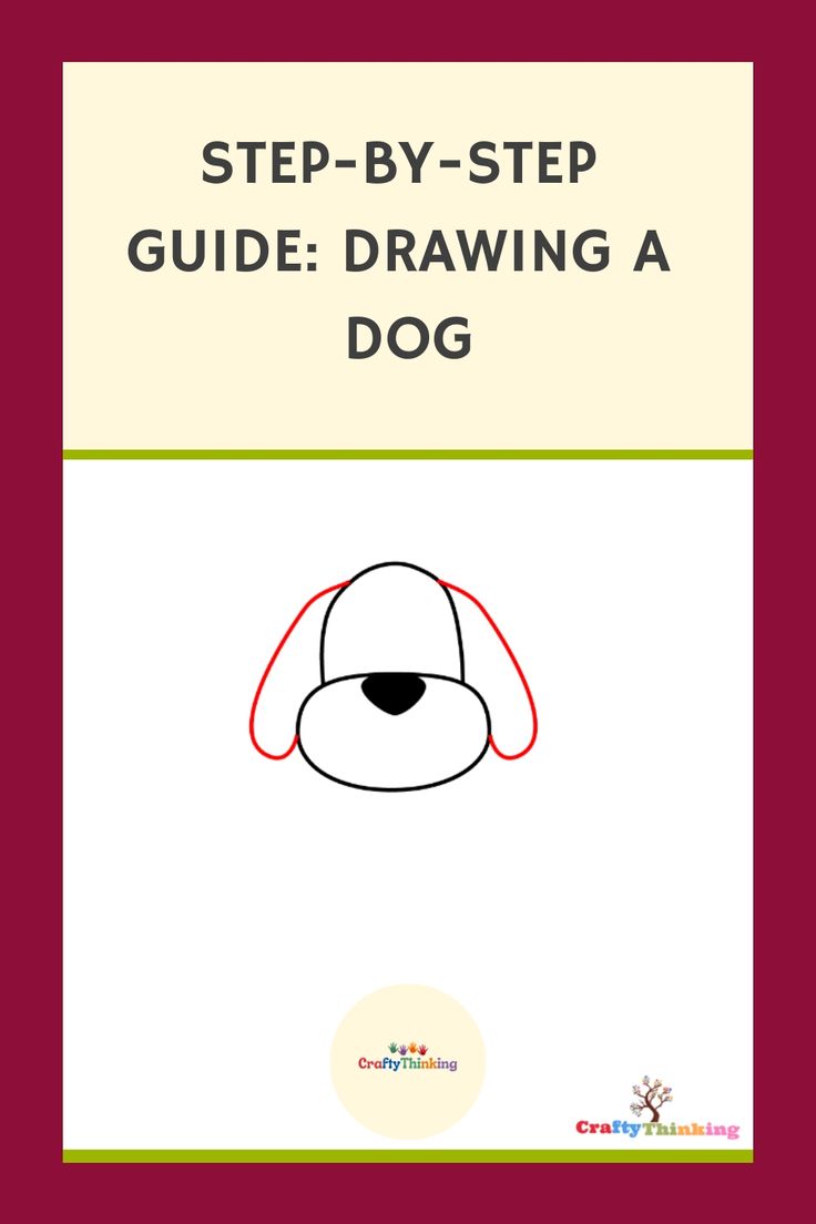 the step - by - step guide to drawing a dog is shown in red and white