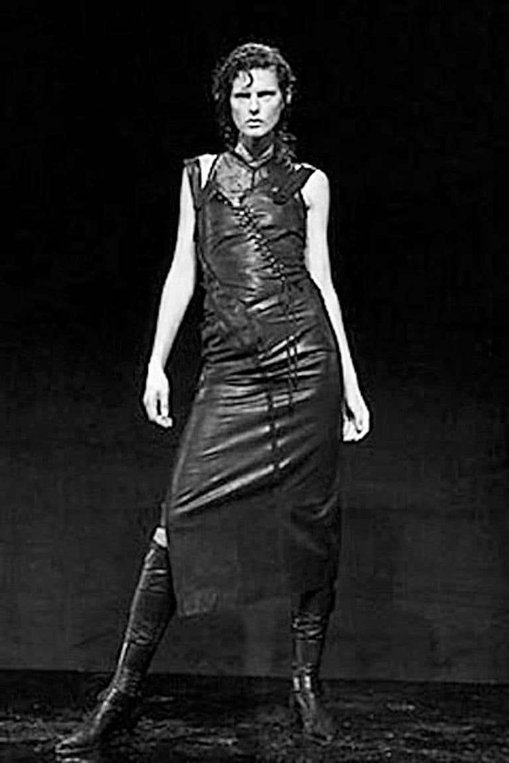 House Of Dior, Informal Dress, Stella Tennant, Cut Dress, Leather Dresses, John Galliano, Leather Dress, Dress Cuts, French Fashion