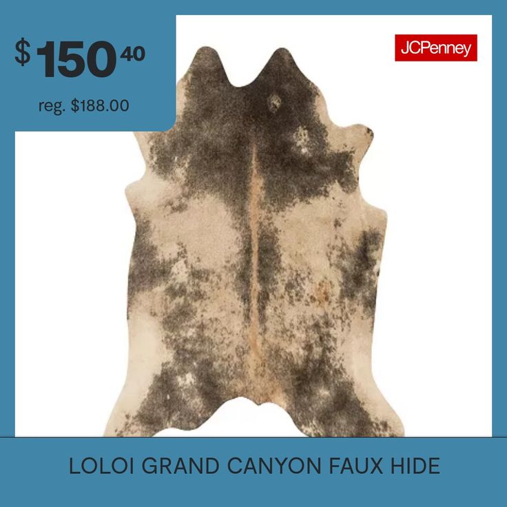 a cowhide rug with the price $ 150 00