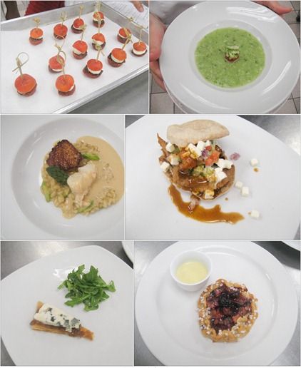 there are many different types of food on the plates in this photo, and each one has an individual's own appetizerin