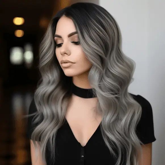 Black Root Melt Blonde Hair, Titanium Hair Color, Black To Silver Ombre, Silver Ombre Hair, Blonde Ombré, Pink Purple Hair, Best Ombre Hair, Ombre Hair Color Ideas, Highlight Ideas