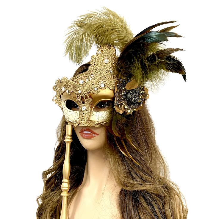 PRICES MAY VARY. Title: STORM BUY Masquerade Feather Mask with Holding Stick Venetian Women Mask For Halloween Costume Mardi Gras Party. Product Type: Departments > Costumes & Accessories > Women > Masks Gold Gothic Masquerade Mask For Carnival, Gothic Gold Masquerade Mask For Carnival, Gold Costume Hats And Headpieces For Carnival, Adjustable Masquerade Mask For Halloween, Gothic Costume Hats For Masquerade And Carnival, Gothic Costume Hats And Headpieces For Masquerade Carnival, Fitted Gold Costume Hat For Carnival, Gothic Gold Masks And Prosthetics For Costume, Fitted Gold Carnival Costume Hat