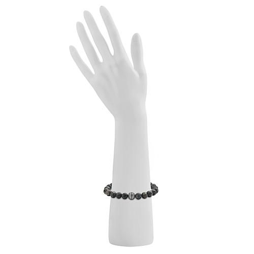 Geoffrey Beene Stainless Steel Colored Bead Stretch Bracelet Casually modern, this easy-on-the-wrist design features textured, stainless accent beads that mingle with mottled-color beads.       Approx. 6-1/2"L x 3/8"W     Stainless steel Modern Adjustable Charm Bracelet, Modern Beaded Bracelets For Formal Occasions, Modern Beaded Bracelet With Black Beads As Gift, Modern Adjustable Pearl Bracelet, Modern Black Beaded Bracelet, Modern Adjustable Beaded Bracelets, Modern Adjustable Black Beaded Jewelry, Modern Black Beads Bracelets As Gift, Modern Adjustable Stretch Bracelet With Round Beads