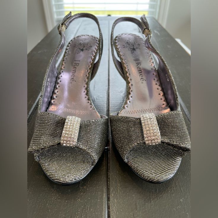 Womens Size 5 1/2m. J. Renee “Dayna” D’orsay Pewter Metallic Sling Back Heels. New, Never Used Without Box. Heel Measures 2 1/2 Inches. Leather Soles. Elegant Silver Slingback Sandals For Formal Occasions, Formal Open Toe Heels With 4-inch Heel, Glamorous Open Toe Slingback Sandals For Formal Occasions, Formal Slingback Heels With 4-inch Heel, Elegant Open Toe Slingback Sandals For Formal Occasions, Glamorous Formal Open Toe Slingback Sandals, Elegant Formal Open Toe Slingback Sandals, Silver Slingback Pumps For Evening, Formal Open Toe Slingback Pumps