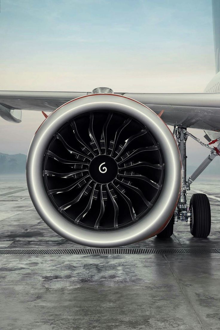 an airplane engine is shown on the tarmac