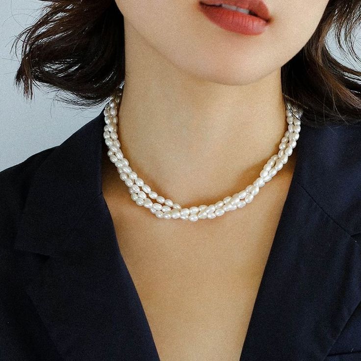 Multilayer Steamed Bun Pearl Necklaces – floysun Choker Design, Necklace And Bracelet Set, Pearl Necklaces, Freshwater Pearl Necklace, Necklace And Bracelet, Three Layer, Freshwater Pearl Necklaces, Recycled Gold, Recycled Sterling Silver