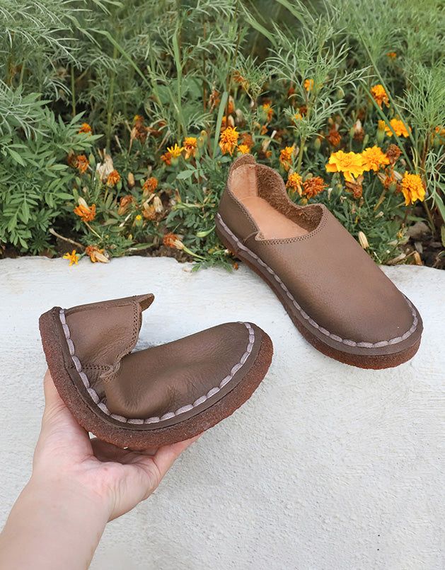 Features: 
 Item: Retro Flat Shoes 
 Gender: Women 
 Main Material: Cowhide 
 Heel Type: Flat 
 Upper Material: Cow Leather 
 Heel Height: Low(1-3 cm) 
 Color: Coffee, Khaki 
 Closure Type:Slip-on 
 Season: Spring, Summer 
 Size: 35-40 Obiono Shoes, Elegant Chunky Heels, Flats Shoes Comfortable, Loafer Shoes Women, Handmade Leather Shoes, Leather Loafer Shoes, Mary Jane Shoes Womens, Color Coffee, Women Shoes Online