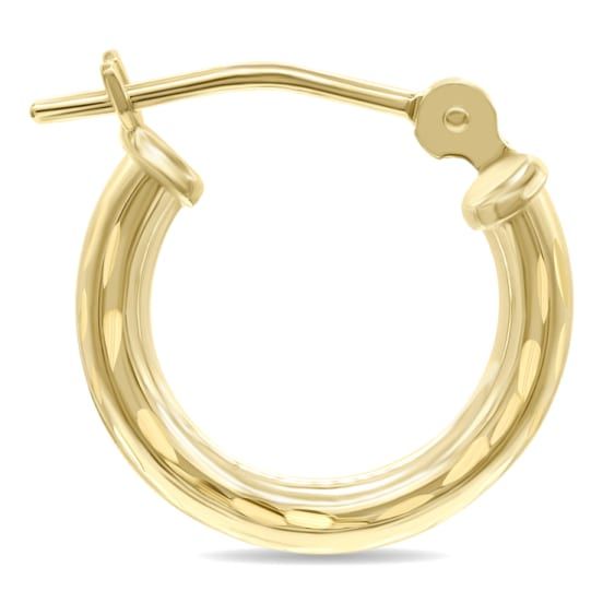 A stylish pair of round shaped hoop earrings crafted in 10K yellow gold.  The hoops feature detailed diamond cut engraving.  The earrings secure with durable snap down latch clasps.  The earrings measure approximately 14mm in length.  A stylish pair of shiny hoop earrings great for day and evening wear. Engraved 14k Yellow Gold Hoop Earrings, White Gold Huggie Earrings With Lever Back, 14k Gold Huggie Earrings With Diamond Cut, Classic Round Hinged Huggie Earrings, Round Hinged Huggie Earrings For Anniversary, Engraved Yellow Gold Round Hoop Earrings, Engraved Yellow Gold Hoop Jewelry, Classic Round Engraved Earrings, Small Engraved Hoop Earrings