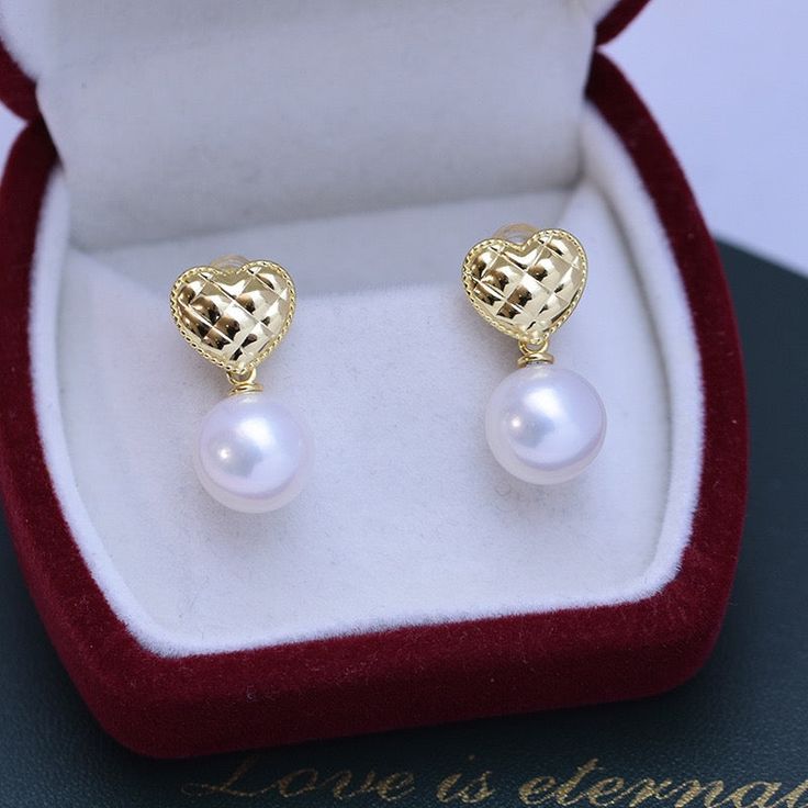 10-11mm Freshwater Pearl & Heart Earrings - House Of Pearls Elegant Double Heart Earrings For Anniversary, Elegant Heart Earrings For Anniversary And Mother's Day, Elegant White Heart Earrings For Formal Occasions, Elegant Heart Earrings For Anniversary On Mother's Day, Elegant Hypoallergenic Heart Earrings For Mother's Day, Elegant Open Heart Wedding Earrings, Elegant Open Heart Earrings For Wedding, Elegant White Heart Earrings For Anniversary, Elegant Open Heart Earrings For Formal Occasions