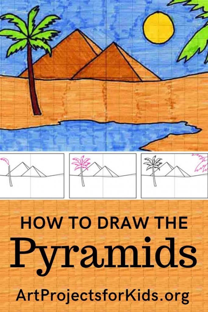 how to draw the pyramids for kids with pictures on it and text that reads, how