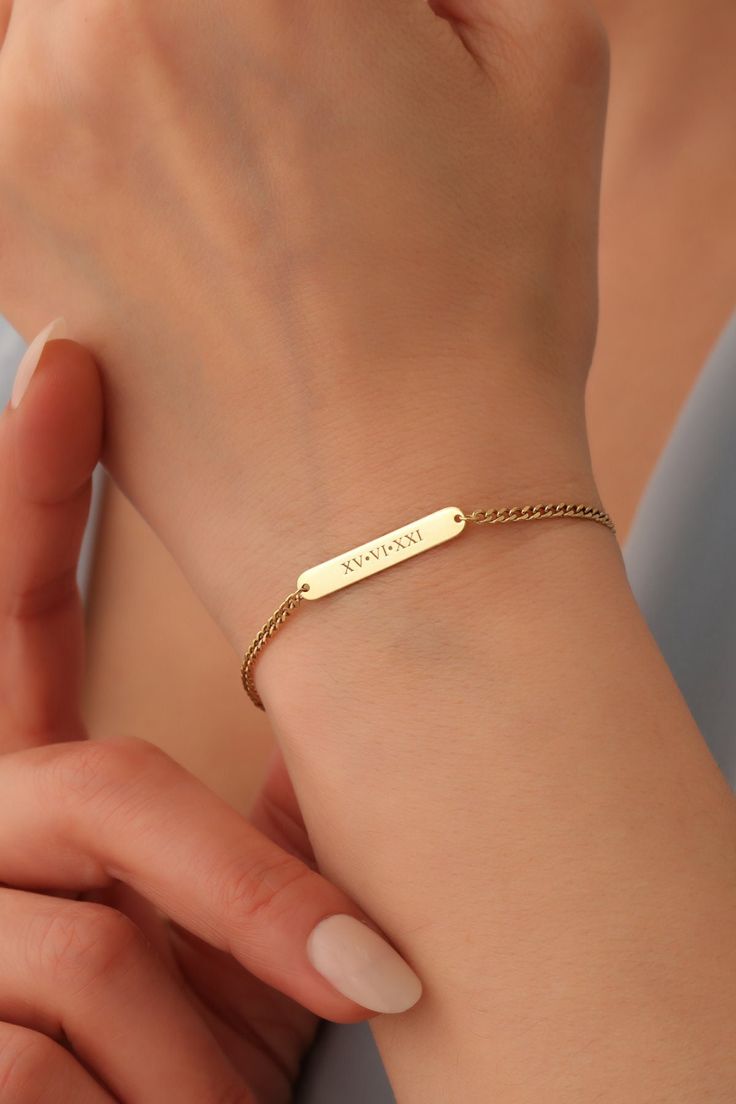 The perfect way to show your appreciation, this engraving name bracelet, is a heartfelt piece of jewelry that is sure to bring a touch of sentimentality. This bracelet features a beautiful engraving with personalized mini bar nameplate, creating the perfect gift for any special occasion. The personalization options allow you the freedom to customize your bracelet with the names of your loved ones. From anniversaries to birthdays, graduations to holidays, and everything in between, this high-qual Anniversary Stainless Steel Bracelet With Adjustable Chain, Stainless Steel Bracelets With Adjustable Chain For Anniversary, Stainless Steel Bracelet With Adjustable Chain For Anniversary, Adjustable Engraved Stainless Steel Chain Bracelet, Engraved Adjustable Stainless Steel Chain Bracelet, Engraved Name Bracelet For Friendship, Minimalist Engraved Name Bracelet For Friendship, Adjustable Nameplate Chain Bracelet As Gift, Adjustable Nameplate Chain Bracelet