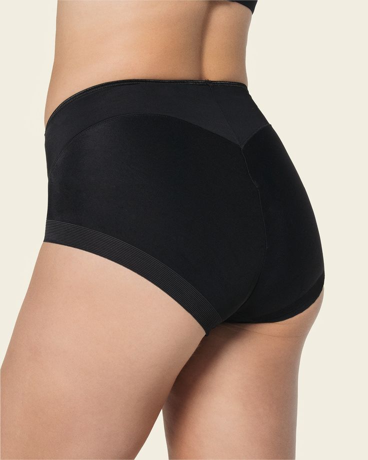 A classic firm compression panty. It's high waisted and especially designed for high coverage and maximum comfort. It's made of our trademark DuraFit® fabric; so soft, it'll feel like a second skin. It's double-layered to sculpt the tummy and back. Special cuts and seams on the back also give your butt a round and lifted effect. It also has seamless leg bands, making it invisible under your clothes. Compression Nylon Full Coverage Shapewear, Nylon Compression Shapewear With Full Coverage, Full Coverage Compression Shapewear In Nylon, Compressive No-show Smoothing Shapewear, Elegant Compression Shapewear With High-cut Leg, Compressive Shapewear Hosiery, Solid Color Stretch Shapewear Bottoms, Smoothing Shapewear Hosiery, Supportive High Stretch Seamless Shapewear