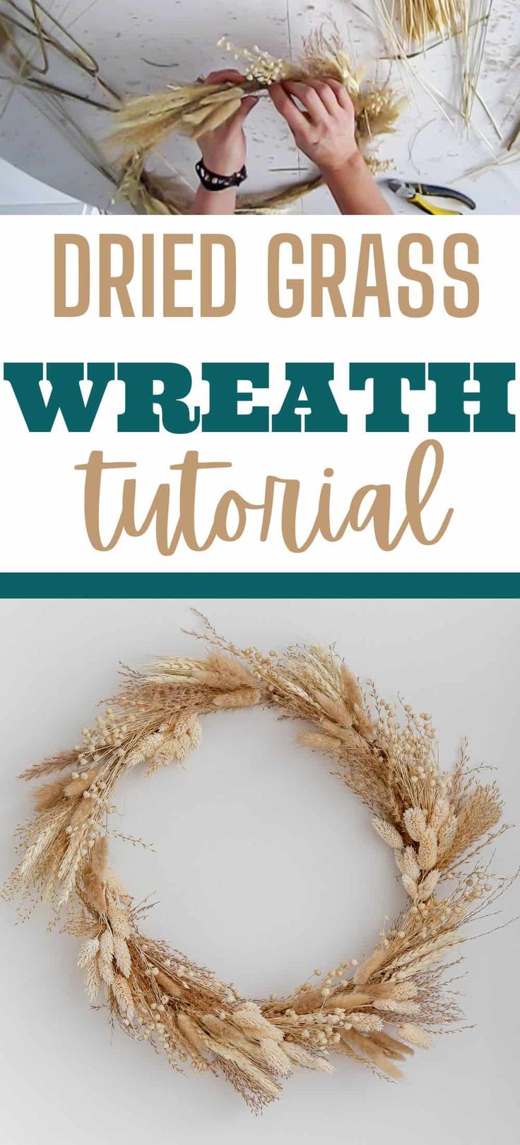 an image of dried grass wreath with text overlay